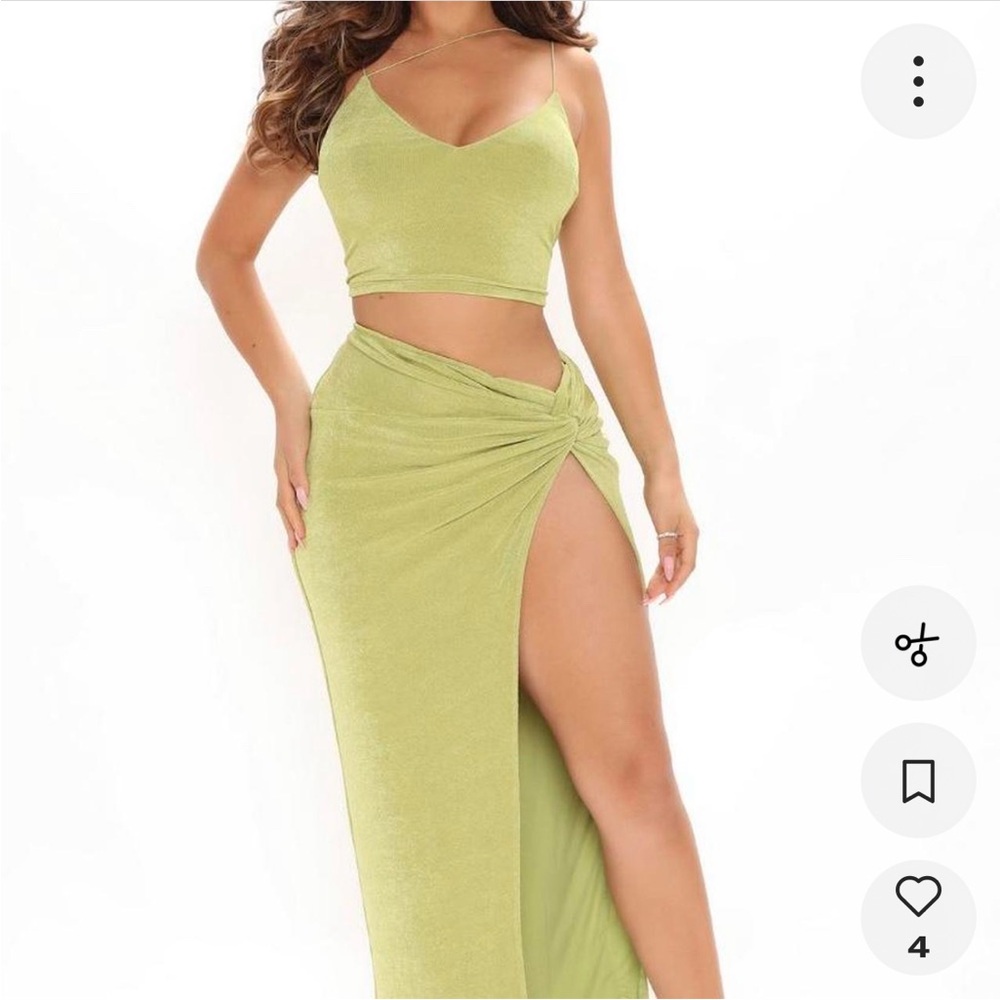 Fashion Nova Lime Green Two-Piece Set
